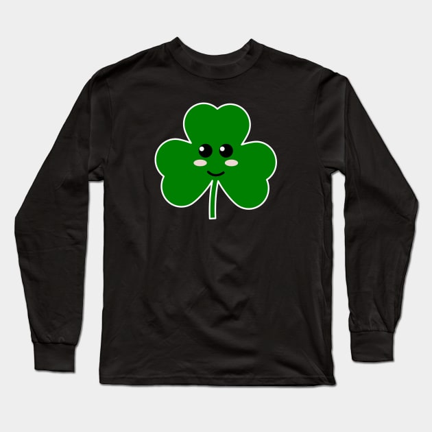 Cute St Patricks Day Shamrock Long Sleeve T-Shirt by POD Creations